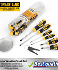 10 Piece Magnetic Screwdriver Set With 5 Phillips And 5 Slotted Tips Cushion Grip Handles And Chromium Vanadium Steel Construction Visible