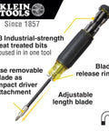 All-In-One Magnetic 14-In-1 Screwdriver Set With 13 Bits And One Quarter Inch Nut Driver, adjustable blade length shown