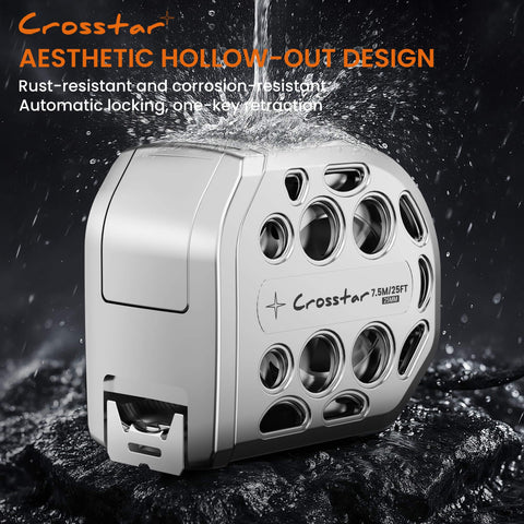 25 Foot Magnetic Self Locking Stainless Steel Tape Measure With Dual Sided Imperial And Metric Scales Waterproof And Rustproof Retractable Tape