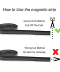 Instructional image showing correct and incorrect cutting methods for magnetic boundary strips for robotic vacuum cleaners, 13 feet long.
