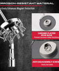 Telescoping Magnetic Sweeper Pickup Tool With Retractable Reach From 8.6 Inches To 33 Inches And 35 Pound Pull Strength shown with chrome base and anti-disassembly screws