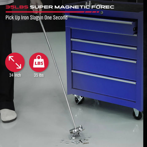 Telescoping Magnetic Sweeper Pickup Tool With Retractable Reach From 8.6 Inches To 33 Inches And 35 Pound Pull Strength lifting metal debris