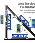 Magnetic Torpedo Level Six And A Half Inch With Verti Site View For Readability Front Back Or Top Four Vials At 0 Degree 90 Degree 45 Degree And 30 Degree Aluminum Anodized Construction