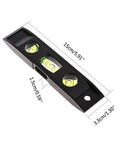 Magnetic Torpedo Level 6 Inch With 3 Bubble Vials Plumb Level And 45 Degree, dimensions shown