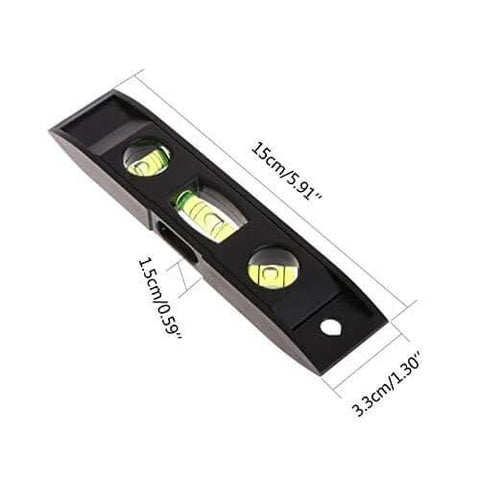 Magnetic Torpedo Level 6 Inch With 3 Bubble Vials Plumb Level And 45 Degree, dimensions shown