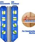 Magnetic 8 Inch Torpedo Level With Four Vials For 0 90 45 30 Degree Angles Aluminum Alloy Body Hands Free On Iron Surfaces High Accuracy 0.5mm Per Meter Cobalt Blue By WORKPRO showing metric measurements.