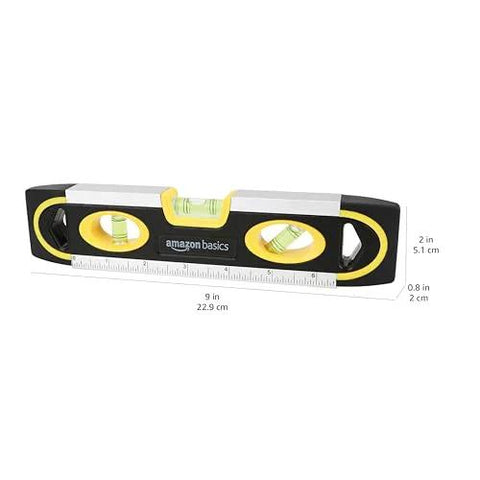 Compact 9-Inch Magnetic Torpedo Level With Built In Ruler Provides Quick, Accurate Checks On DIY Projects, Furniture Hanging, And Wall Alignment
