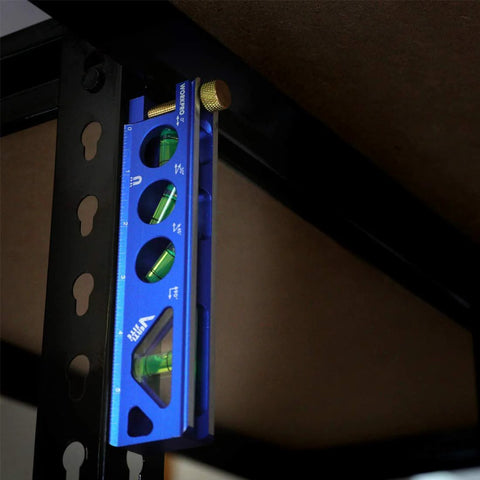 Magnetic Torpedo Level Six And A Half Inch With Verti Site View For Readability Front Back Or Top Four Vials At 0 Degree 90 Degree 45 Degree And 30 Degree Aluminum Anodized Construction For Durability Thumb Screw Mount For Quick Conduit Attachment And installed on metal framework