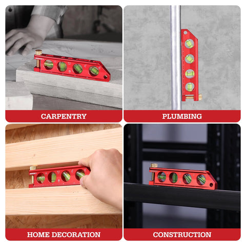 Compact 6.3 inch magnetic torpedo level with top view windows, aluminum frame in carpentry, plumbing, home decor, construction tasks.