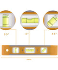 Nine Inch Magnetic Torpedo Level With Three Bubble Vials For Horizontal Vertical And 45 Degree Readings Shock Resistant ABS Frame