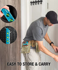 Person using High Visibility 8 Inch Magnetic Torpedo Level With Four Bubbles 0 Degree 30 Degree 45 Degree And 90 Degree on door