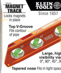 Compact 6-Inch magnetic torpedo level with a V-groove for conduit work, featuring 0/30/45/90 degree vial markers and magnet track.