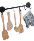 6 Hooks Magnetic Utensil Holder Untensil Rack Tool Hanger Organizer for Refrigerator, holding wooden utensils and mitt