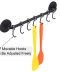 7 Hooks Magnetic Utensil Holder Untensil Rack Tool Hanger Organizer for Refrigerator with yellow and orange spatulas