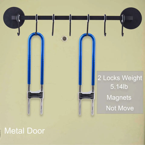 7 Hooks Magnetic Utensil Holder Utensil Rack Tool Hanger Organizer on metal door holding blue locks