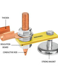 Fix Tite Magnetic Welding Ground Clamp with strong suction head and copper tail stabilizer showing insulation and conductive parts
