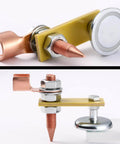 2 Pack Magnetic Welding Ground Clamps with Conductive Rods and Copper Tails, Durable Welding Magnet Head with Strong Suction side view.
