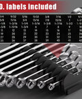 48 Piece Magnetic Wrench Organizer Set With Metric And SAE Labels For Tool Drawers showing wrench sizes and labels