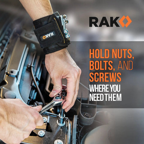 Magnetic Wristband For Tools With Powerful Magnets, Premium Tool Belt For Holding Screws And Nails on wrist while using wrench