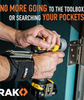Magnetic Wristband For Tools With Powerful Magnets, Premium Tool Belt For Holding Screws And Nails in use on wrist during drilling