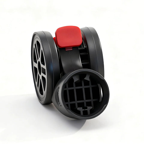 Front view of Four Pack 360 Degree Swivel Replacement Wheel Caster with Locking Brake for Makeup Train Case.