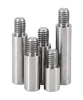 Five 304 stainless steel Male To Female Round Standoff Studs, PCB Spacers M2.5 To M6, standing on end