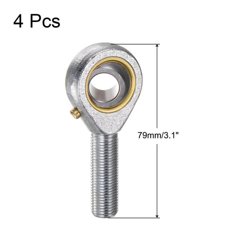 Front view of 4pcs POSB8 Male Rod End Bearing 1/2 Inch Bore and 1/2-20 Right Hand Thread, Self-Lubricating Joint Rod Ends