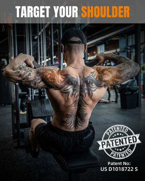 Man performing face pulls with tricep rope cable attachment handles for greater range of motion on tricep pushdowns crunches and face pulls.