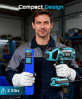 Man holding E6013 2.5 Lb Carbon Steel Welding Rods For Arc Welding, 3/32 Inch Diameter Stick Electrodes in workshop.