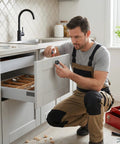 Person using Six Pcs M6 Star Shaped Knobs With Hex Head Screw On Threaded Fasteners for kitchen drawer installation