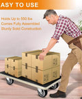 Man using heavy duty wood furniture dolly set of 2 with 4 wheels, 22 x 11 inch platform, 1100 lb total load capacity, silent swivel casters