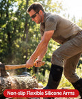 Man chopping wood wearing Clear Safety Glasses 24 Pack With Scratch Resistant Polycarbonate Lenses Z87.1