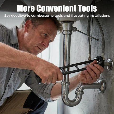 Man using 2 Pack Multifunctional Sink Wrench Set For Tight Spaces on kitchen pipe