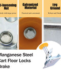 Adjustable Height Floor Lock For Trolleys And Carts, Heavy Duty Brake Lock Made From Manganese Steel for 4 to 5 Inch Casters