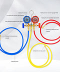 Three Point Five CFM Vacuum Pump With Three Way Manifold Gauge Set for HVAC Refrigeration R12 R22 R134A R502, color-coded hoses, gauges