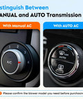 Side-by-side comparison of manual AC and auto transmission controls in Ford vehicles.