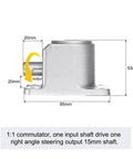 One To One Manual Right Angle Bevel Gearbox With 15mm Shaft And 1.5 Module 20 Teeth For DIY Folks And Steering Gear Systems With Handle