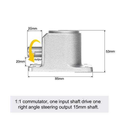 One To One Manual Right Angle Bevel Gearbox With 15mm Shaft And 1.5 Module 20 Teeth For DIY Folks And Steering Gear Systems With Handle