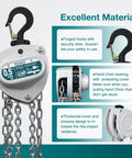 Industrial Grade Manual Chain Hoist 1100 Lb Capacity With 10 Ft Lift Reach And 3 Meter Chain Fall featuring heavy duty hooks