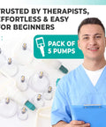Five Pack Manual Suction Pump For Cupping Therapy Sets with therapist and cupping jars background