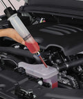 Using 200cc Manual Fluid Extractor Pump For Automotive Oil Changes With Two PVC Suction Tubes Reaching Up To 40 Cm under car hood