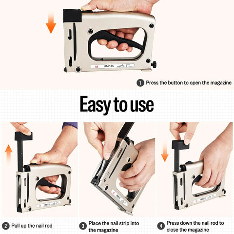 Step-by-step instructions for using the Point Driver HM515 Manual Framing Tool With 1000 Flexible Nails For Picture Frames And DIY Crafts.