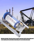 Manual Grease Pump LSG05 Hand Operated Lubricator with aluminum alloy construction in front of an oil field