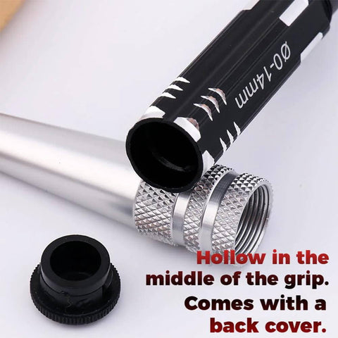 Multipurpose Manual Hole Punch With Adjustable 0 To 14mm Range Reamer Steel Body Hand Drill close-up showing hollow grip