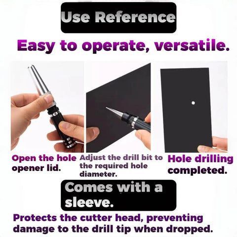 Steps of using Multipurpose Manual Hole Punch With Adjustable 0 To 14mm Range Reamer Steel Body Hand Drill for model making