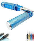 Adjustable 0-14mm Manual Hole Punch Tool For Woodworking And Metalworking, Precise Reamer Drill, Blue, showing ergonomic design.