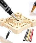 Adjustable 0-14mm Manual Hole Punch Tool For Woodworking And Metalworking, Precise Reamer Drill in action on wood block