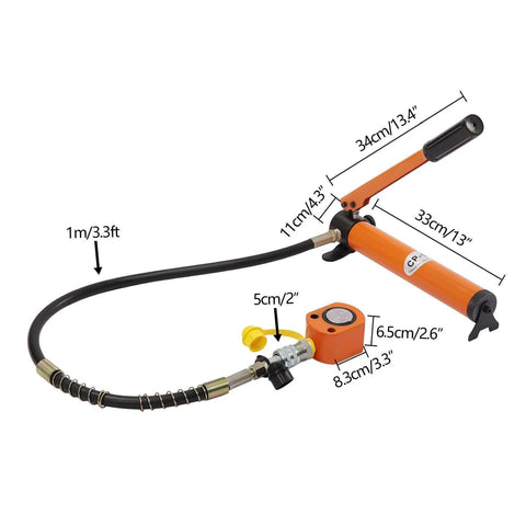 CP-700 Hydraulic Manual Pump, 20000Pa Hydraulic Hand Pump, orange steel body, hose and valve, ultra-high pressure for construction