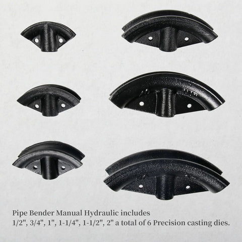 Set of six precision casting dies for 12 Ton Manual Hydraulic Pipe Bender With Six Dies And Adjustable Rollers For Piping And Exhaust Tubes