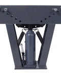 Front view of 16 Ton Manual Hydraulic Pipe Bender With Eight Dies, showing adjustable rollers and steel frame, gray color.